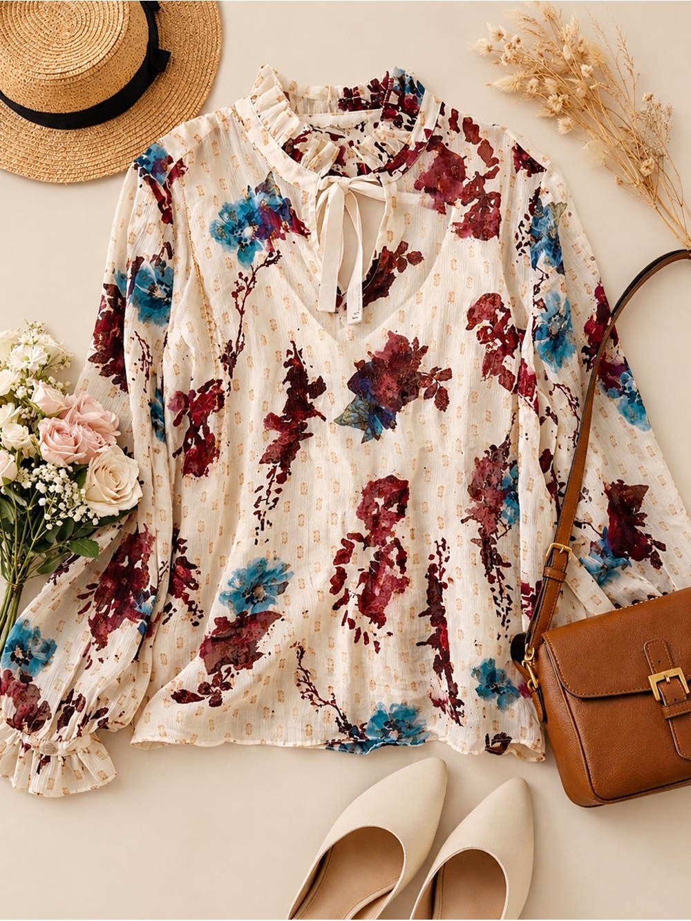 Soft Surroundings Floral Primrose Blouse & Tank Set SIZE LARGE NWT